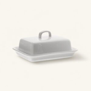 Maselniczka porcelanowa prostokątna 17 cm biała