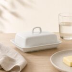 Maselniczka porcelanowa prostokątna 17 cm biała