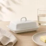 Maselniczka porcelanowa prostokątna 17 cm biała