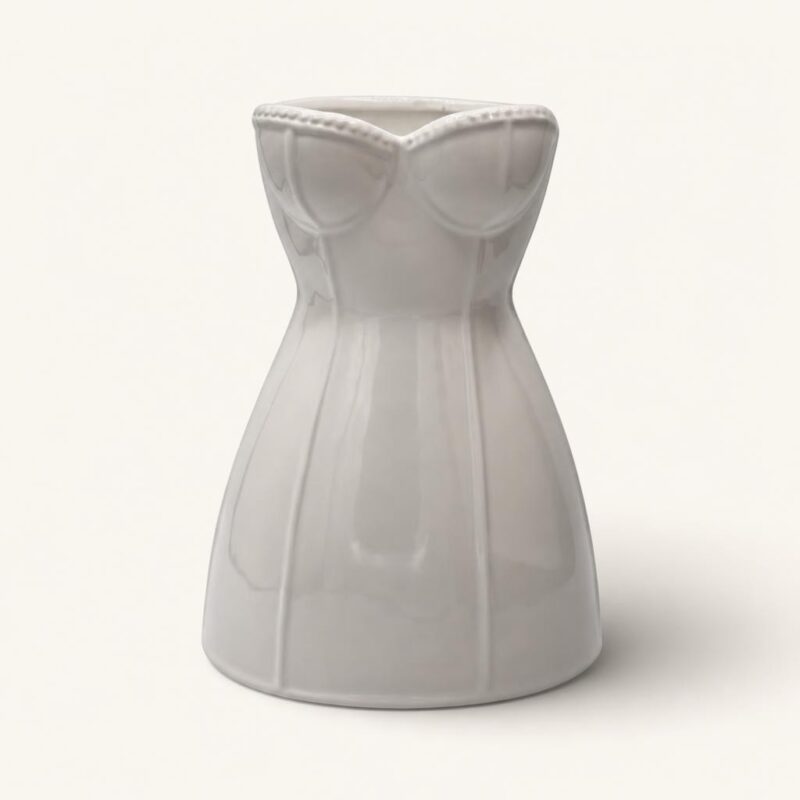 dz-graf-89089-cream Wazon ceramiczny biały sukienka 17,5 x 26 cm