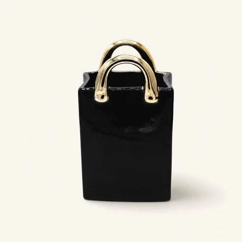 Wazon ceramiczny torebka 26 cm czarny