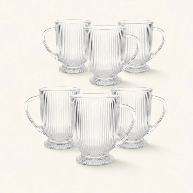 Szklanki ryflowane do kawy latte 500 ml przeźroczyste komplet 6 szt.