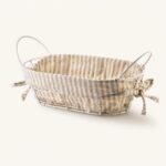 Koszyk metalowy z materiałem 25x15 cm beżowy