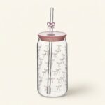 Kubek szklany ze słomką borokrzemowy 480 ml 7,5x15 cm