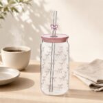 Kubek szklany ze słomką borokrzemowy 480 ml 7,5x15 cm