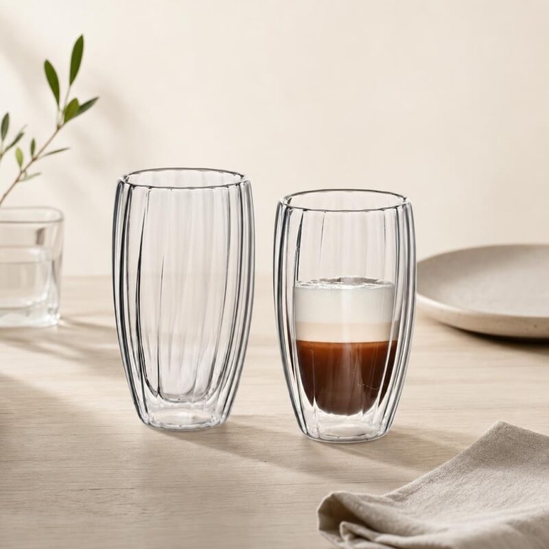 Szklanki z podwójną ścianką do kawy herbaty 450 ml komplet 2