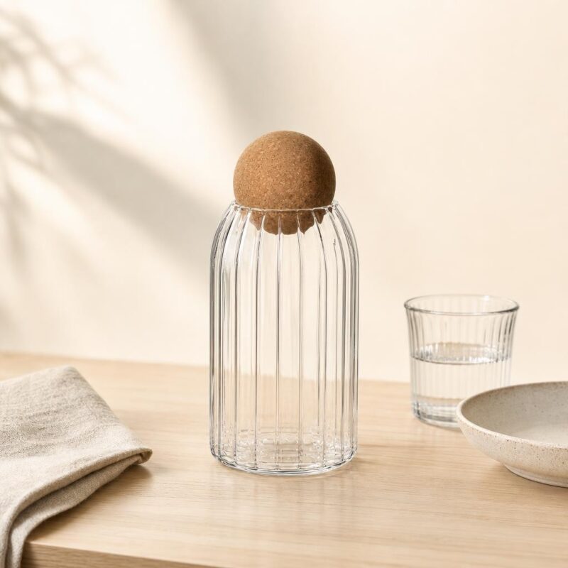 Słoik szklany tłoczony z korkiem 640 ml Modern Kitchen