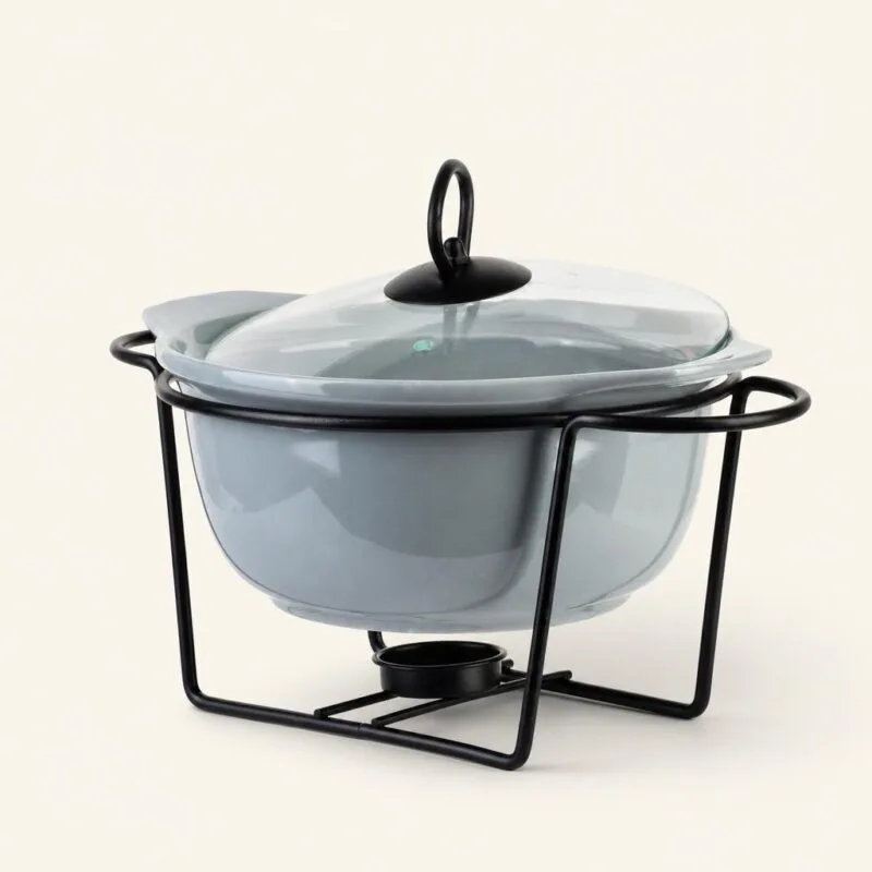 dz-graf-HTN0970-PROM-cream Naczynie ceramiczne z podgrzewaczem i pokrywką 1,2 l