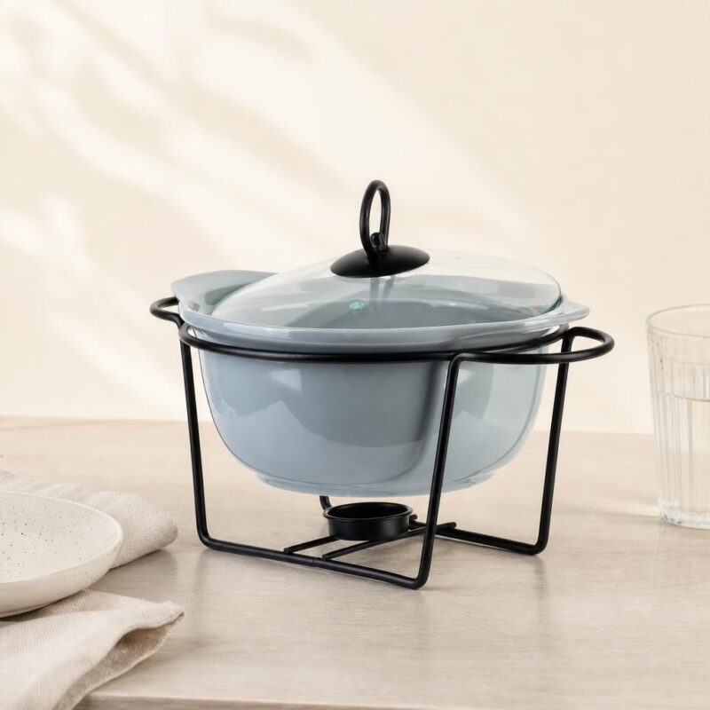 Naczynie ceramiczne z podgrzewaczem i pokrywką 1,2 l