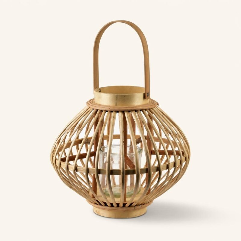 Lampion wiklinowy naturalny latarenka boho 32x27 cm