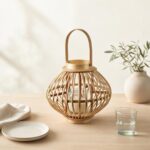 Lampion wiklinowy naturalny latarenka boho 32x27 cm