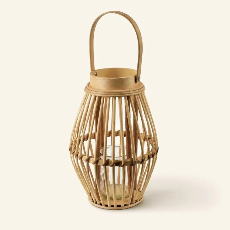 Lampion drewniany dekoracyjny 19×28 cm naturalny