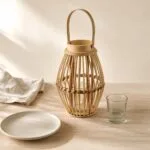 Lampion drewniany dekoracyjny 19x28 cm naturalny