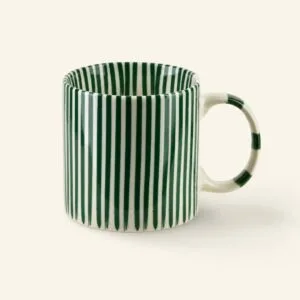 Kubek ceramiczny w paski 380 ml Ronnie zielony