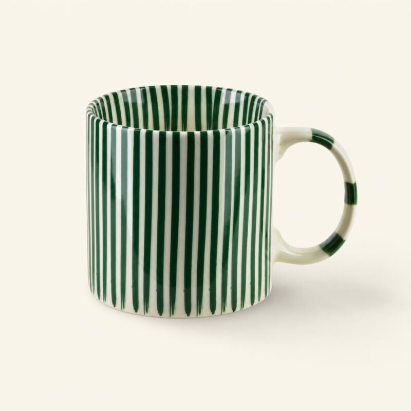 Kubek ceramiczny w paski 380 ml Ronnie zielony