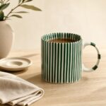 Kubek ceramiczny w paski 380 ml Ronnie zielony