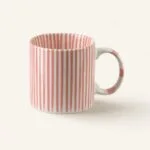 Kubek ceramiczny w paski 380 ml Ronnie różowy
