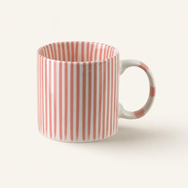 Kubek ceramiczny w paski 380 ml Ronnie różowy