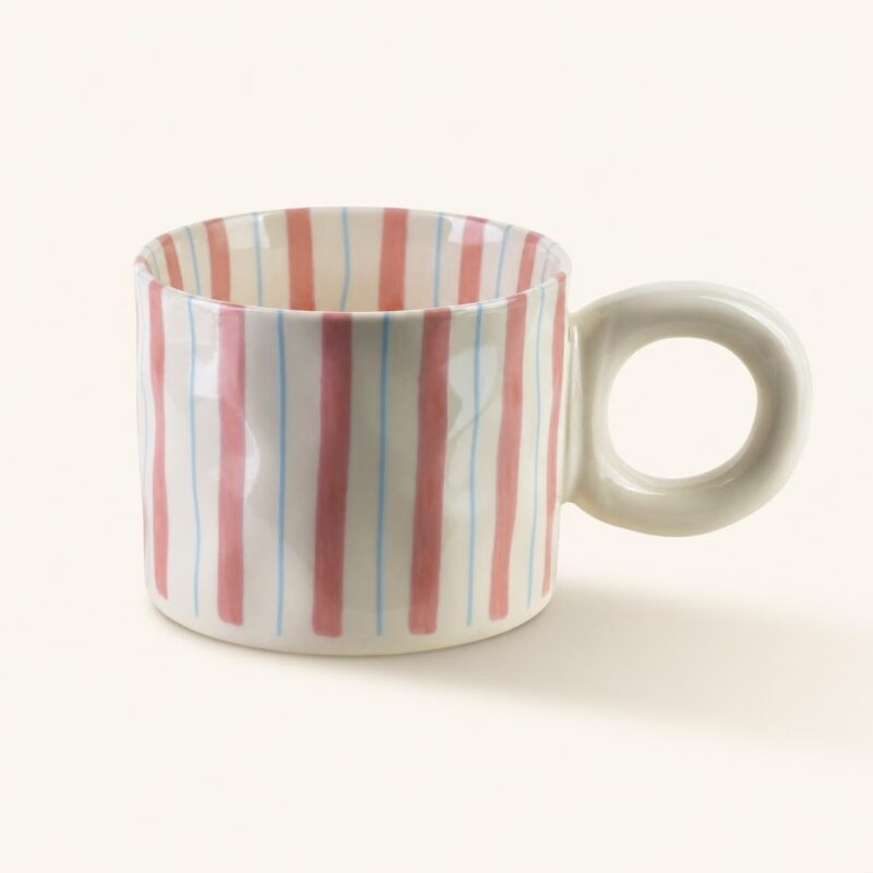 Kubek ceramiczny w paski 380 ml Rodi różowo-niebieski