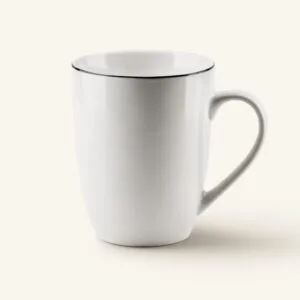 Kubek porcelanowy z czarnym rantem 370 ml Simple biały