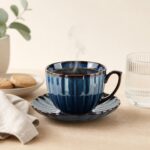 Filiżanka ze spodkiem porcelanowa 300ml niebieska
