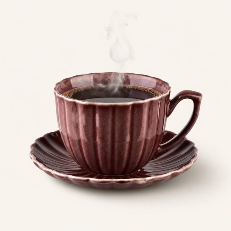 Filiżanka porcelanowa ze spodkiem 300 ml bordowa