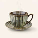 Filiżanka ze spodkiem porcelanowa 300ml zielona