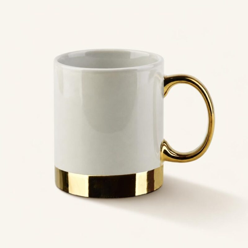 Kubek porcelanowy 330 ml Dalia biało-złoty