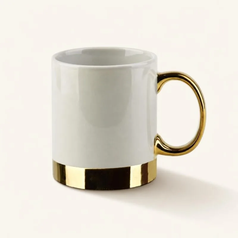 Kubek porcelanowy 330 ml Dalia biało-złoty