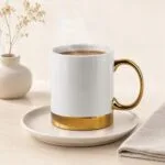 Kubek porcelanowy 330 ml Dalia biało-złoty