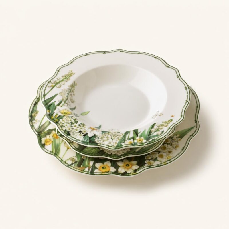 Serwis obiadowy porcelana 18 el wzór kwiatowy