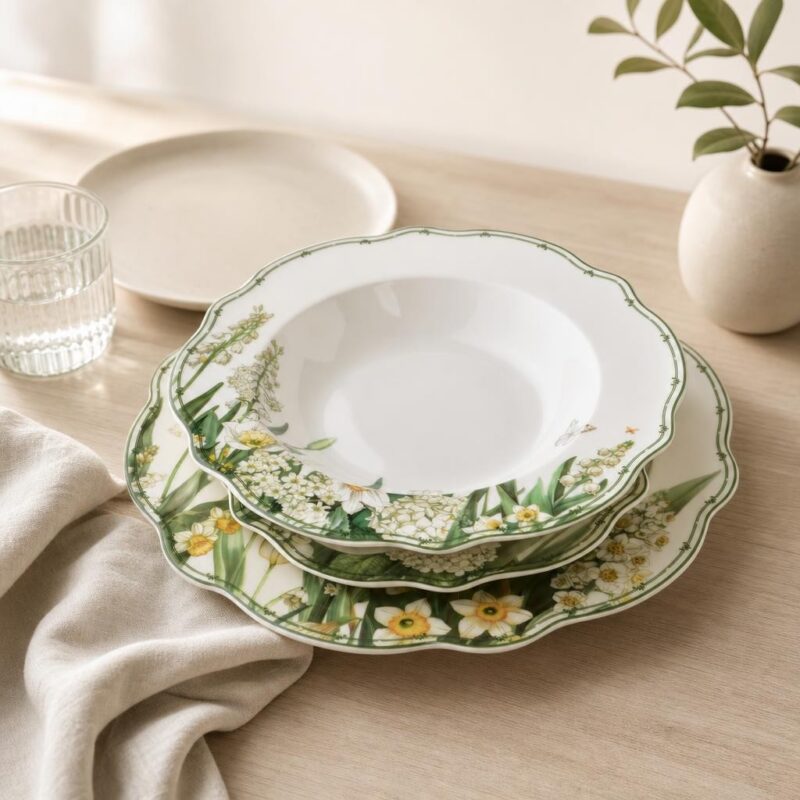 Serwis obiadowy porcelana 18 el wzór kwiatowy
