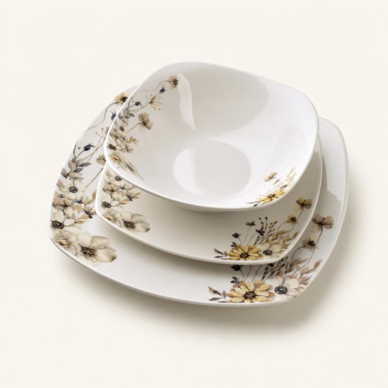 dz-graf-HTTB9932-SR-cream Komplet obiadowy porcelana kwadratowy 6 osób 18 el