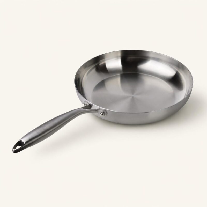Patelnia stalowa metalowa nierdzewna 30 cm srebrna