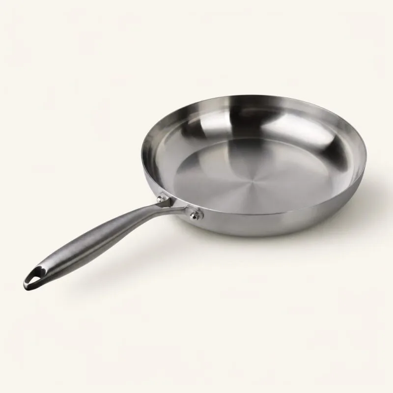 Patelnia stalowa metalowa nierdzewna 30 cm srebrna