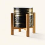 Osłonka ceramiczna na stojaku 12,5 cm Ava czarno-złota