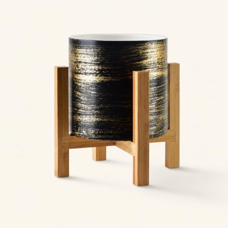 Osłonka ceramiczna na stojaku 12,5 cm Ava czarno-złota