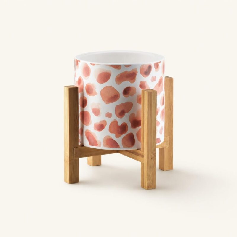 Doniczka ceramiczna na stojaku 16x16 cm biała