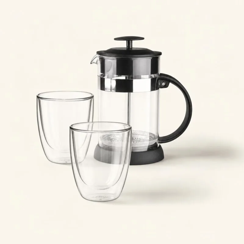 Szklanki termiczne 300 ml 2 szt i dzbanek z zaparzaczem 800 ml