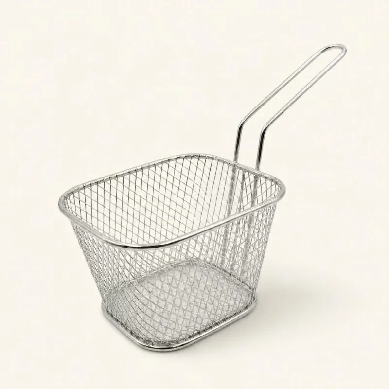 Koszyk na frytki stalowy mały z rączką 18 cm