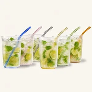 Szklanki do drinków ze słomkami 500 ml, 6 szt.