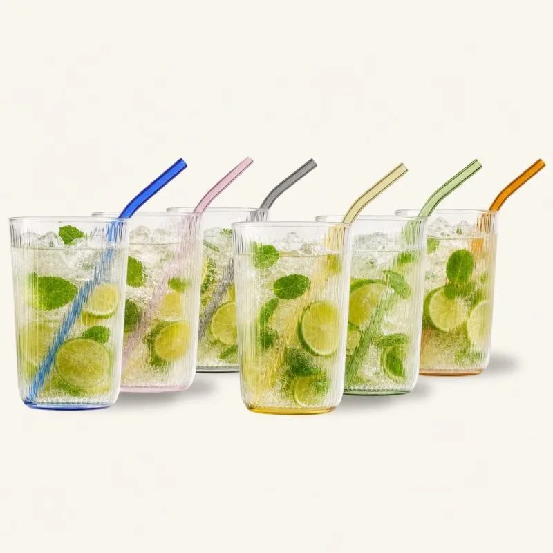 Szklanki do drinków ze słomkami 500 ml, 6 szt.