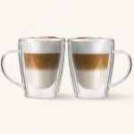 Szklanki do latte z uchem podwójna ścianka 250 ml