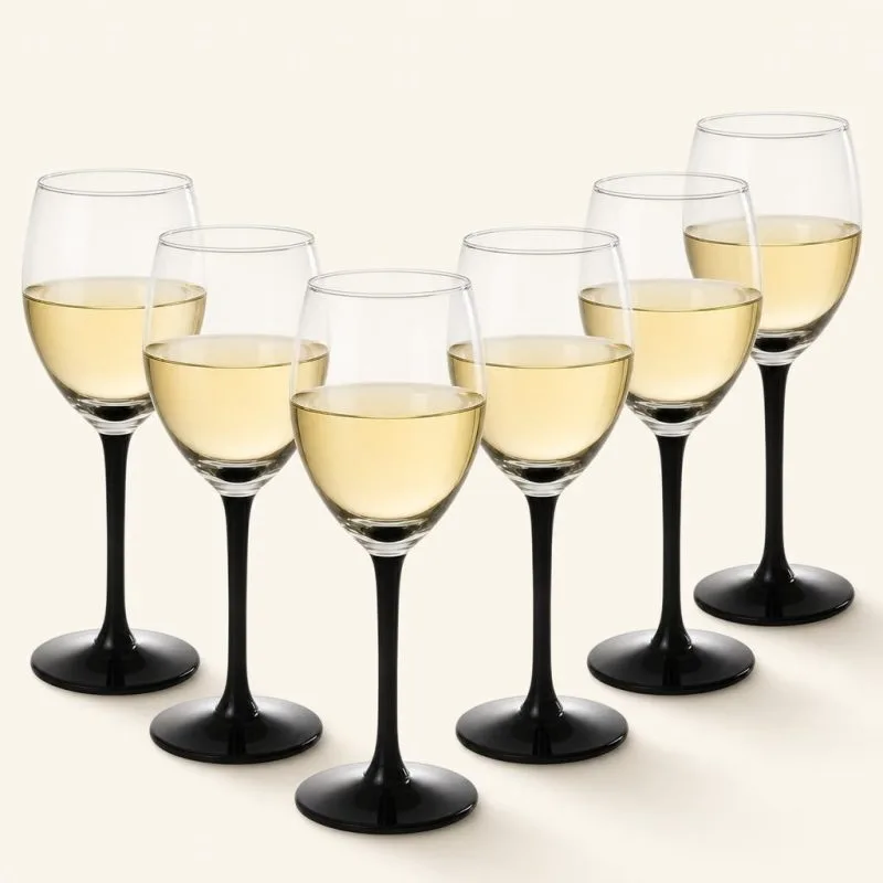 Kieliszki do wina białego 250 ml Onyx czarna nóżka 6 szt.