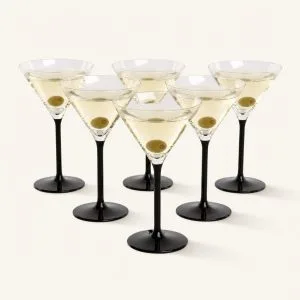 Kieliszki do martini 260 ml Onyx czarna nóżka