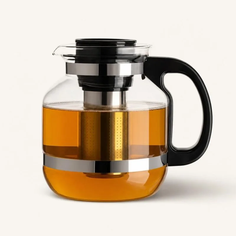 Dzbanek z zaparzaczem Sencha szklany czarny, 2,6 l