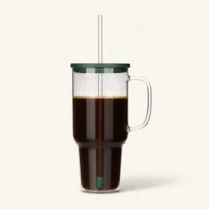 Kubek szklany ze słomką 1,1 L