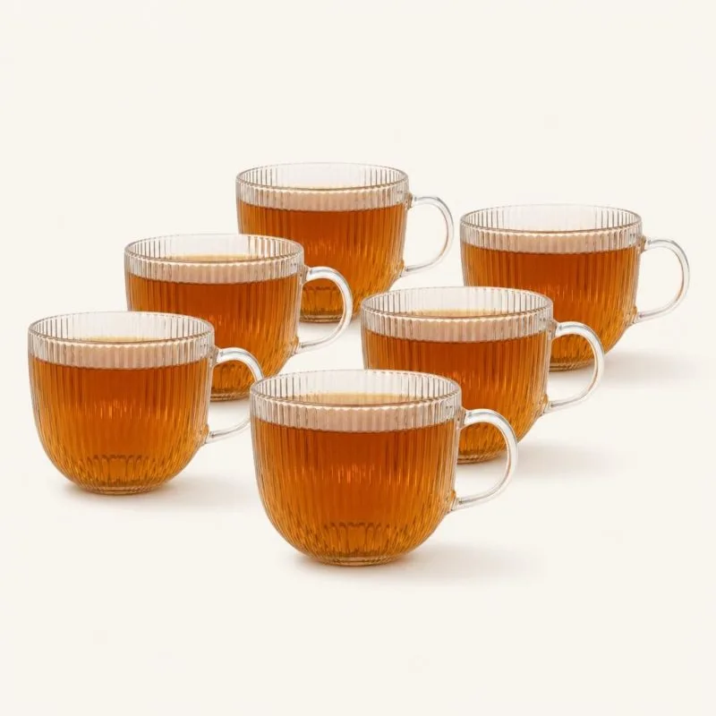 Zestaw 6 szklanych kubków z uchem 450 ml