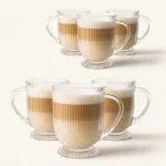 Szklanki ryflowane do kawy latte 500 ml przeźroczyste komplet 6 szt.